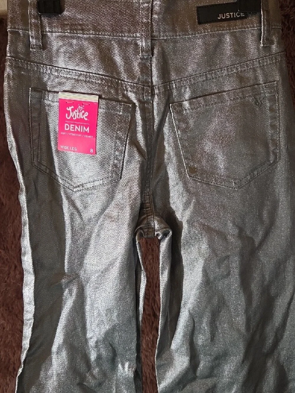 Metallic Silver Justice Denim Girls Sz 8